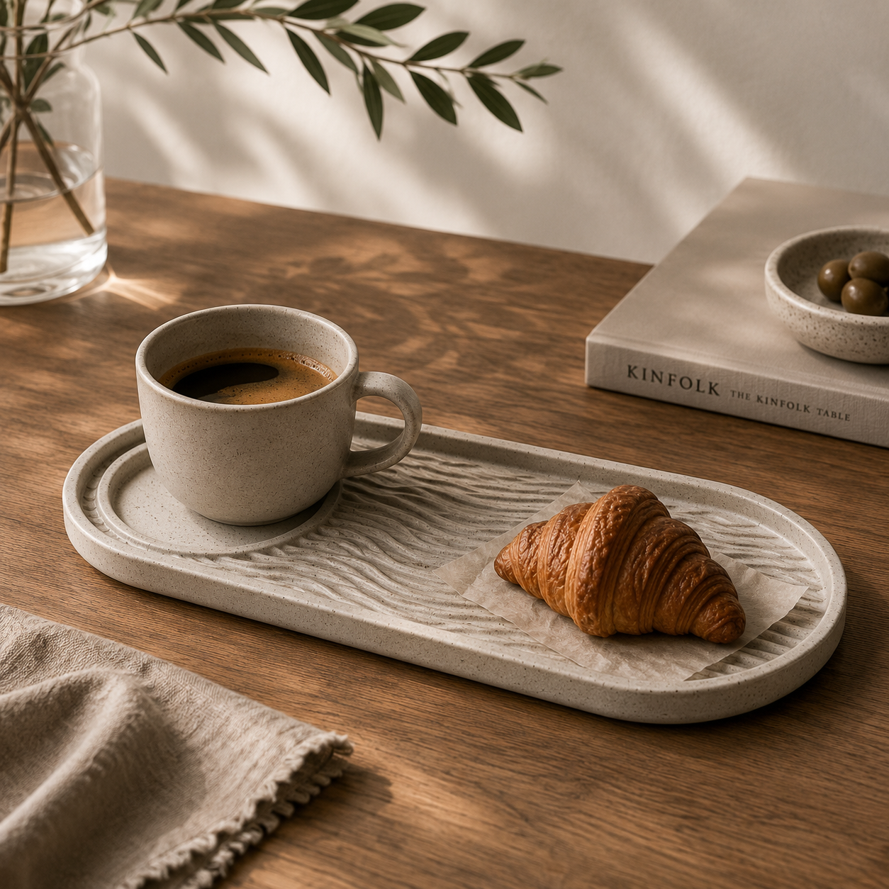Wave Serving Tray Hero Lifestyle Stone Mist