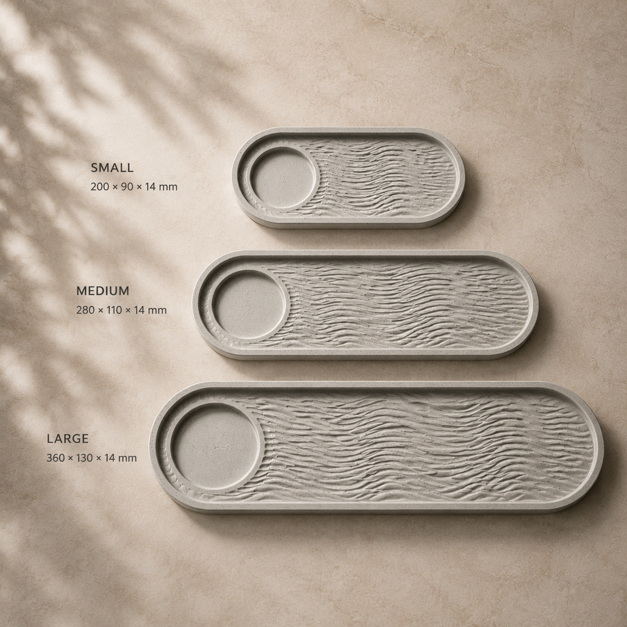 Wave Serving Tray Three Sizes Overview