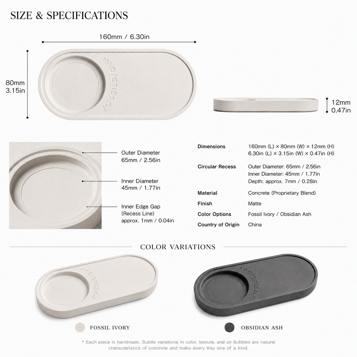 Object Tray dimensions and size diagram
