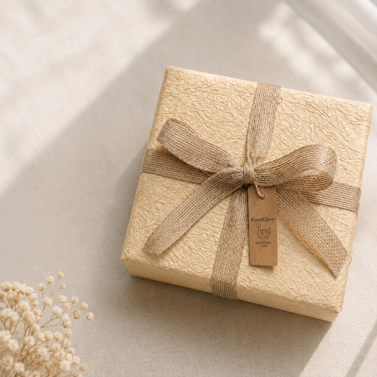 Bronto Jewelry Tray wrapped in kraft paper with brand ribbon and hangtag, ready for gifting